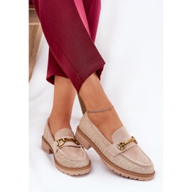 Mocasines de mujer con trenza y detalle dorado BEIGE 7