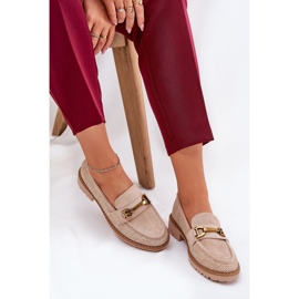 Mocasines de mujer con trenza y detalle dorado BEIGE 8