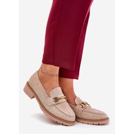 Mocasines de mujer con trenza y detalle dorado BEIGE 1