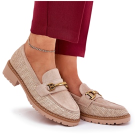 Mocasines de mujer con trenza y detalle dorado BEIGE 9