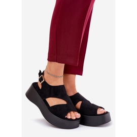 Sandalias para mujeres en la plataforma Eco Suede Black negro 1 Sandalias para mujeres en la plataforma Eco Suede Black negro 1
