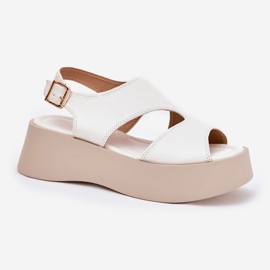 Sandalias para mujeres en la plataforma Eco White Leather blanco 4