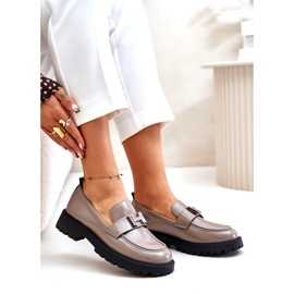 Vinceza Varnished Women's Loafers 62187 Beige-Gray 3