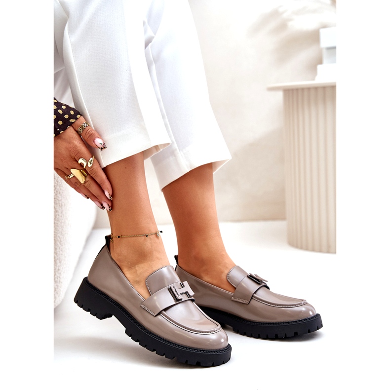 Vinceza Varnished Women's Loafers 62187 Beige-Gray 3