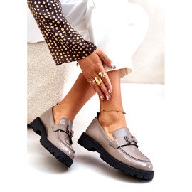 Vinceza Varnished Women's Loafers 62187 Beige-Gray 4