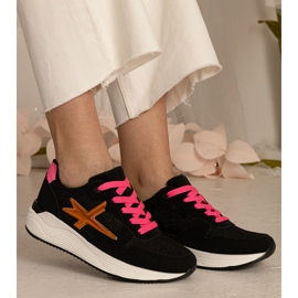 Deportes para mujeres de zapatillas negras con brillo negro 2 Deportes para mujeres de zapatillas negras con brillo negro 2