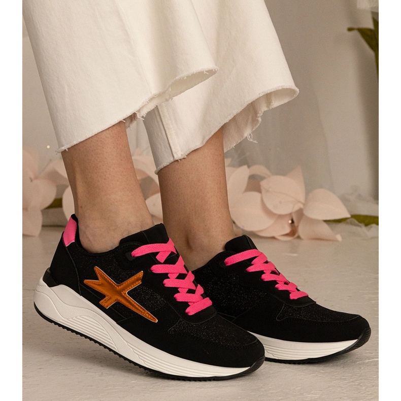 Deportes para mujeres de zapatillas negras con brillo negro 2 Deportes para mujeres de zapatillas negras con brillo negro 2