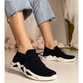 Zapatillas de zapatillas azul marino con una parte superior de SHOCKING negro 1 Zapatillas de zapatillas azul marino con una parte superior de SHOCKING negro 1