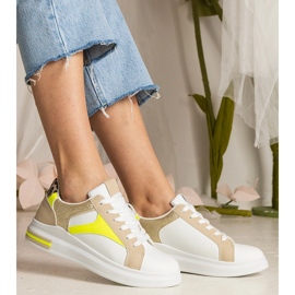Zapatillas de deporte de mujeres blancas con la adición de brillo y leopardos blanco 2