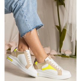 Zapatillas de deporte de mujeres blancas con la adición de brillo y leopardos blanco 3