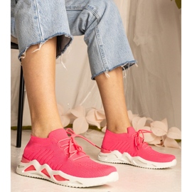 Zapatillas de zapatillas de mujer rosa con una parte superior de SHOCKING rosado 1