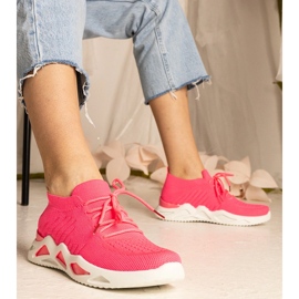 Zapatillas de zapatillas de mujer rosa con una parte superior de SHOCKING rosado 2