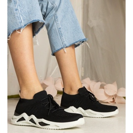 Zapatillas de deporte de mujeres negras con una parte superior de SOCKING negro 1