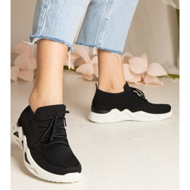 Zapatillas de deporte de mujeres negras con una parte superior de SOCKING negro 6