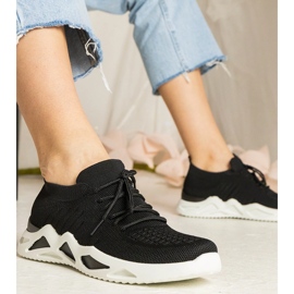 Zapatillas de deporte de mujeres negras con una parte superior de SOCKING negro 2