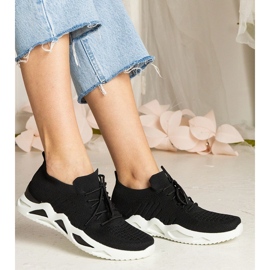 Zapatillas de deporte de mujeres negras con una parte superior de SOCKING negro 4