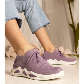 Zapatillas violetas para mujeres con una parte superior de SHOCKING púrpura 1