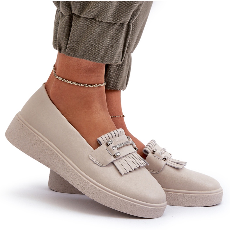 S.Barski Moldías de cuero para mujeres livianas en la plataforma beige S. Barski LR590 con franjas 6