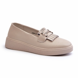 S.Barski Moldías de cuero para mujeres livianas en la plataforma beige S. Barski LR590 con franjas 1