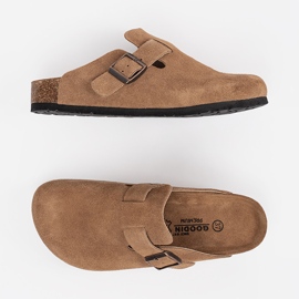 Goodin Chanclas de cuero marrón 2