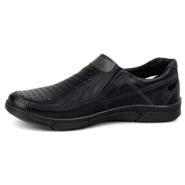 Olivier Mocasines de cuero para hombres para el verano 602 Negro 1