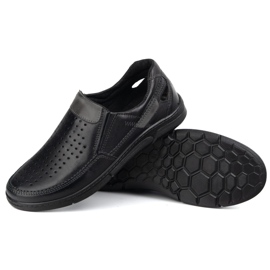 Olivier Mocasines de cuero para hombres para el verano 602 Negro 3