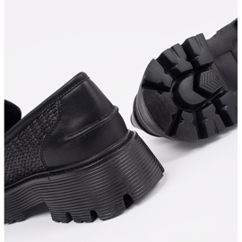 Goodin Mocasines negros en la plataforma con una cadena dorada 5