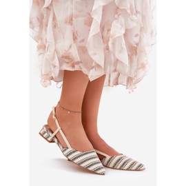 Ballerinas femeninas con narices puntiagudas con un delicado tacones beige 1