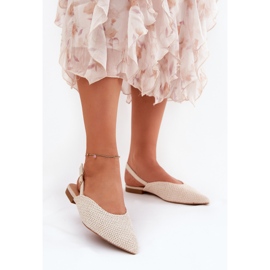 Bailarinas con trenza y punta puntiaguda beige 2