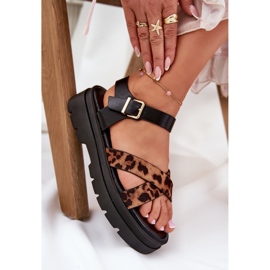 Sandalias de mujeres en la plataforma con leopardo impreso Brown marrón 7