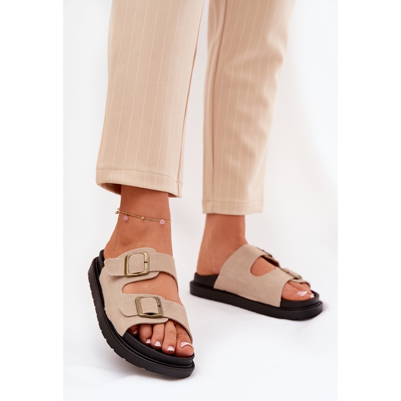 Flip fallas de mujeres en la plataforma con hebillas beige 2 Flip fallas de mujeres en la plataforma con hebillas beige 2