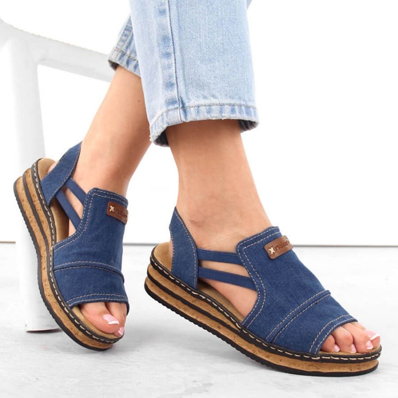 Sandalias cómodas con plataforma Rieker W RKR684 jeans 2