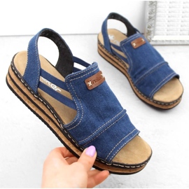 Sandalias cómodas con plataforma Rieker W RKR684 jeans 5