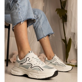 Zapatillas deportivas de mujeres blancas y verdes blanco 1