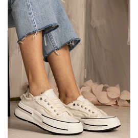 Zapatillas de deporte de mujeres blancas en una suela alta blanco 2