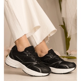 Deportes para mujeres de zapatillas negras con brillo negro 2