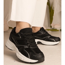 Deportes para mujeres de zapatillas negras con brillo negro 3