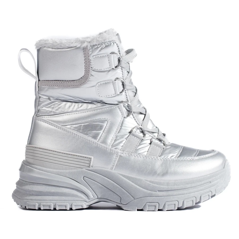 W. Potocki Botas de nieve plateadas para mujer con pelo de Potocki plata 2