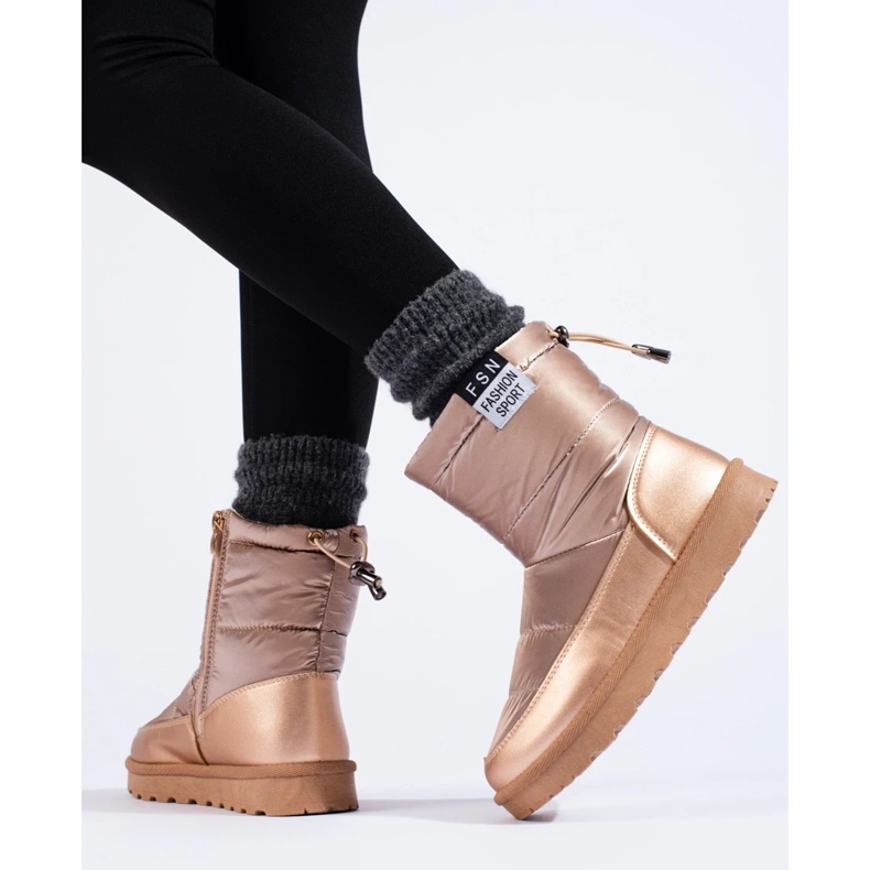 W. Potocki Botas de nieve Potocki para mujer con parte superior baja, dorado 1