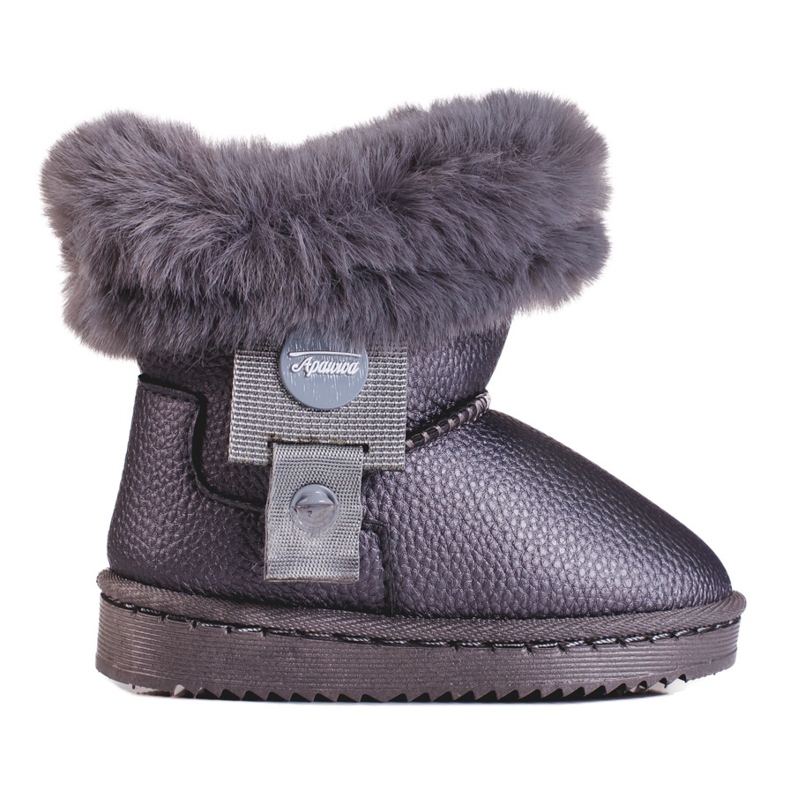 Botas de nieve de niña con pelo gris 1