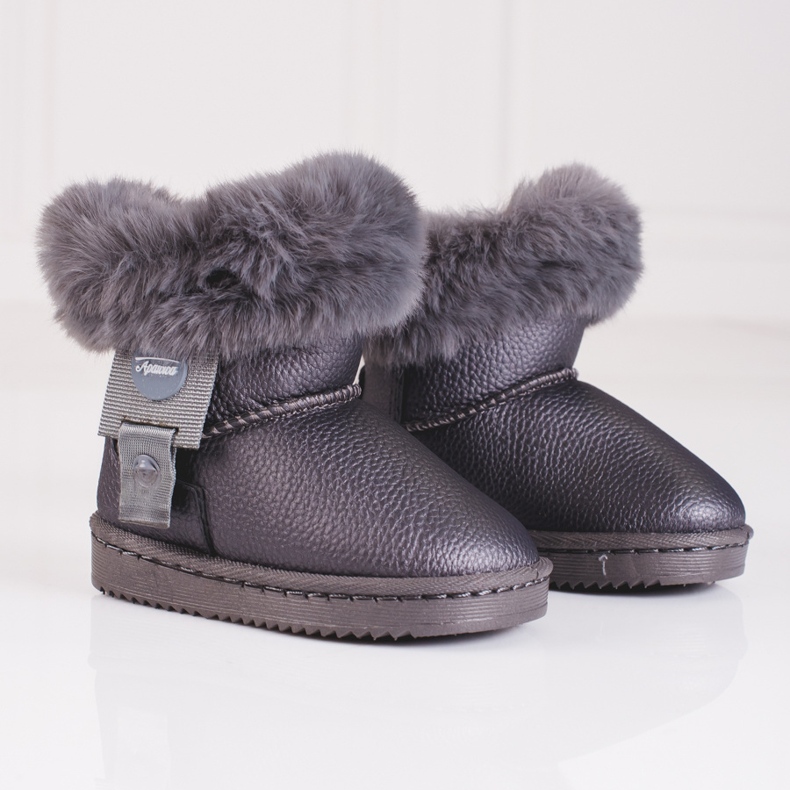Botas de nieve de niña con pelo gris 2