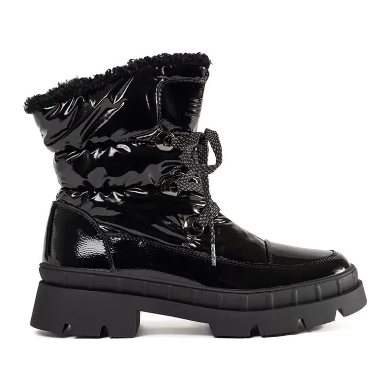 Botas de nieve de mujer negras con pelo negro 1
