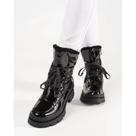 Botas de nieve de mujer negras con pelo negro 4
