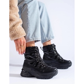 W. Potocki Botas de nieve de mujer negras con pelo de Potocki negro 3