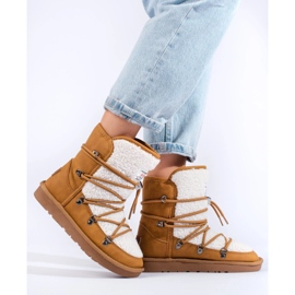 Cálidas botas de nieve mujer camel marrón 4