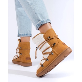 Cálidas botas de nieve mujer camel marrón 3