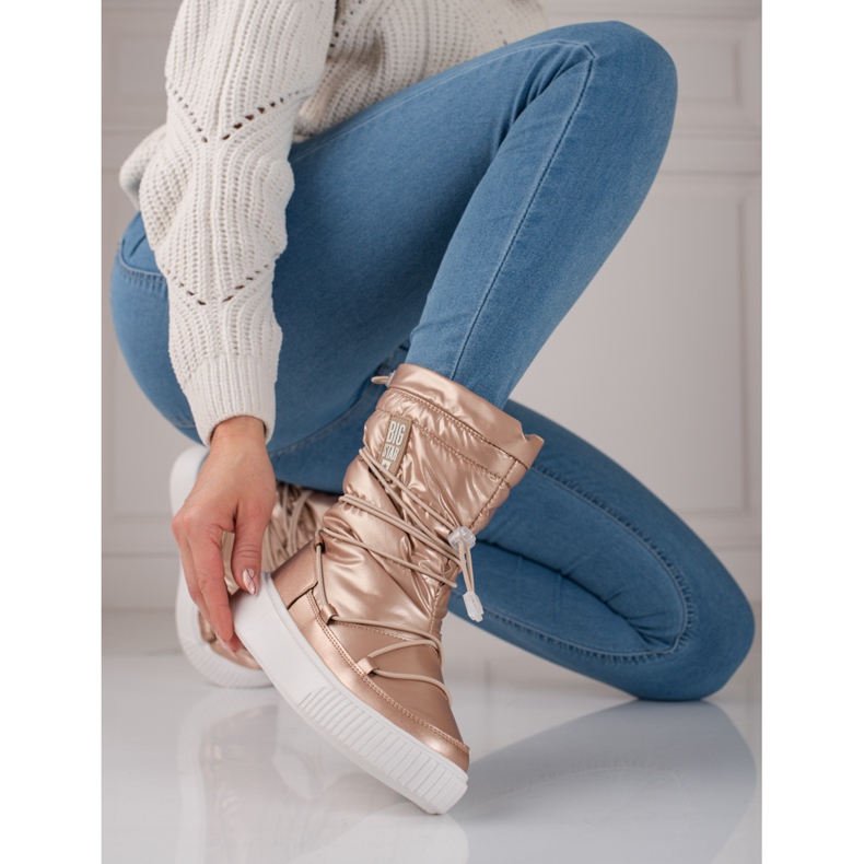 Botas de nieve con aislamiento dorado para mujer Big Star KK274194 rosado 2