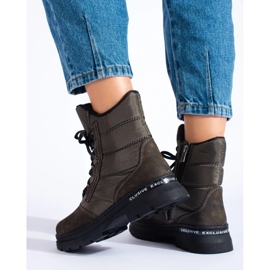 Botas de nieve con cordones para mujer verde 1 Botas de nieve con cordones para mujer verde 1