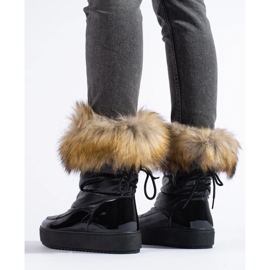 Botas de nieve de mujer Shelovet negras con pelo negro 4
