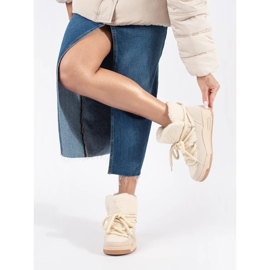 Seastar Botas de nieve de mujer beige con suela gruesa. 3